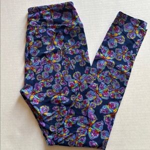 LuLaRoe Blue and Purple Floral Leggings
